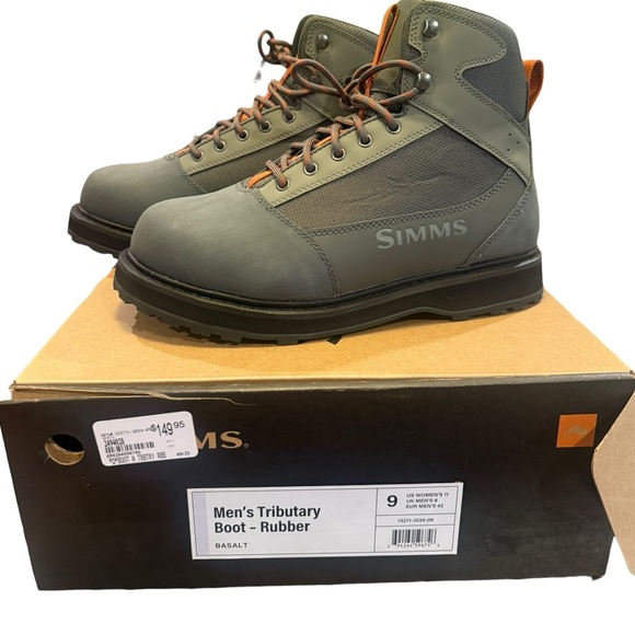 Simms Other - Simms Tributary Rubber Wading Boots Mens Size 9 Basalt Fly Fishing NEW with Box